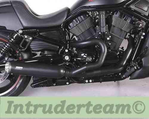 Auspuffanlage MUSCLE BOMB VA black Harley Davidson Night Rod ABE
