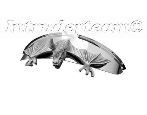 Hawk Ornament "Fledermaus" in old silver Bat Visor