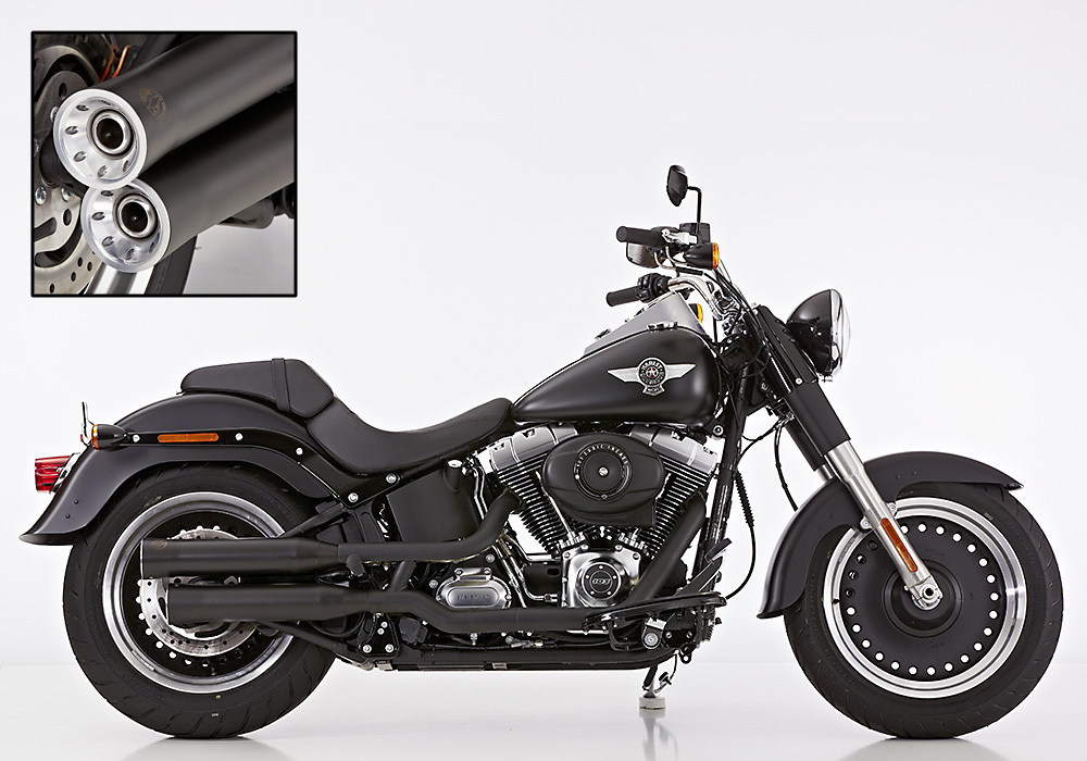 FALCON 2-2 exhaust system Slip on "Double-Groove" for HARLEY DAVIDSON Fat Boy