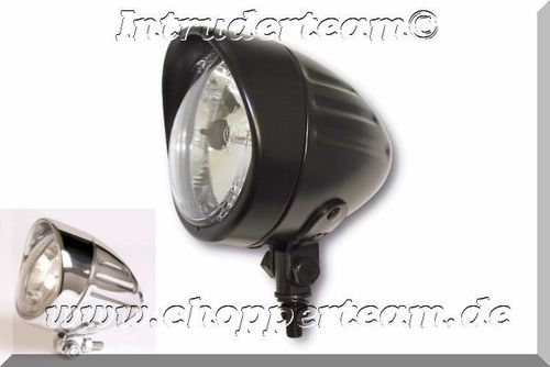 Headlight- Spotlight BULLET GROOVED with Visor black / chrome