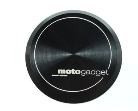 Endcaps for MOTOGADGET Alugrip M-GRIP, CNC-milled, black anodized with MG logo, pair.