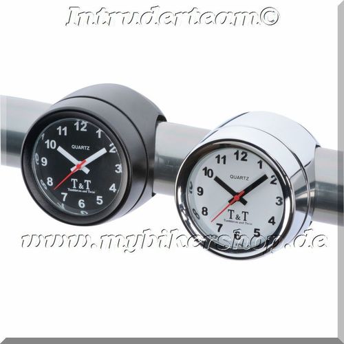 Analog-Handlebar- Clock polished our black for 1 and 7/8 inch